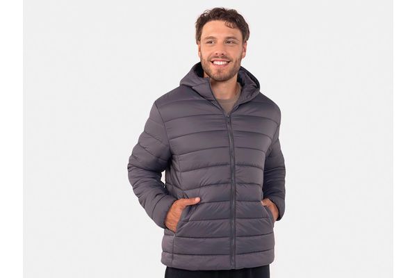 Campera Básic Abrigo con Capucha de Hombre Gris Talle XL en Tienda