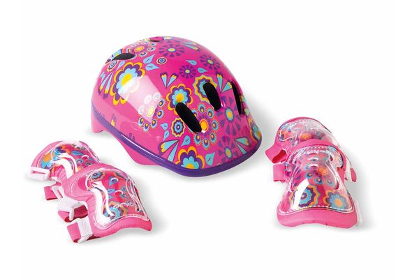 Set de Protección BENOTTO Casco, Rodilleras y Coderas Rosa con