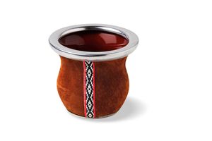 Mate de Vidrio Forrado en Cuero con Virola en Tienda Inglesa