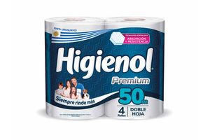 Papel Higiénico HIGIENOL Premium Doble Hoja  4 Rollos x 50 mts en Tienda Inglesa
