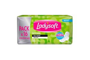 Toallas Femeninas LADYSOFT Normal con Alas Tela Suave x 16 Unidades en Tienda Inglesa
