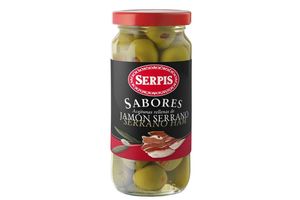 Aceitunas Verdes Rellenas de Jamón Serrano en Frasco SERPIS 235 gr en Tienda Inglesa
