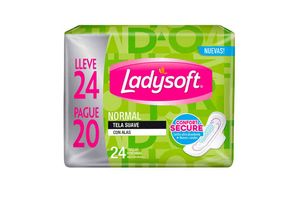 Toallas Femeninas LADYSOFT Normal con Alas Tela Suave x 24 Unidades en Tienda Inglesa