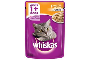 Alimento para Gatos Adultos 1 + Sabor Pollo en Salsa WHISKAS 85 gr en Tienda Inglesa