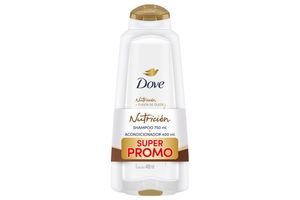 Shampoo DOVE Nutrición 750 ml + Acondicionador 400 ml en Tienda Inglesa