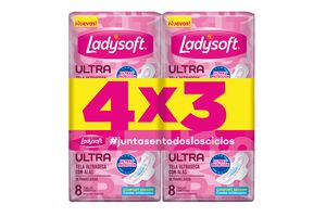 Pack 4x3 Toallas Femeninas LADYSOFT Ulta Delgada Tela Seca x 8 Unidade... en Tienda Inglesa