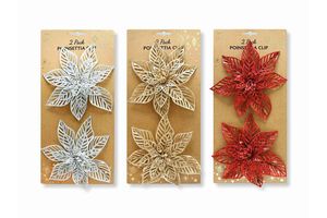Flor Clip Brillo Navidad x 2 Unidades en Tienda Inglesa