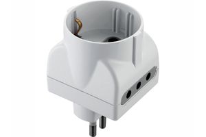 Adaptador 1 SHUCKO + 2 Puertos + Tierra 10A Blanco en Tienda Inglesa