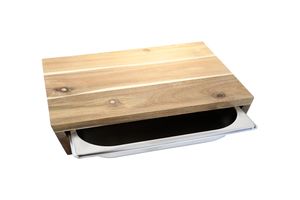 Tabla de Madera con Bandeja de Metal 38 x 27 x 7 cm en Tienda Inglesa