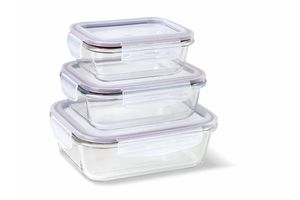 Set x 3 Viandas de Vidrio TIENDA CASA Azul 370 + 640 + 1050 ml en Tienda Inglesa