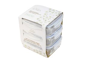 Set x 3 Viandas de Vidrio con Clip TIENDA CASA Rectangular Azul 1050 m... en Tienda Inglesa