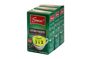 Pack 3x2 Café SENIOR Extra Fuerte Tostado Oscuro y Molido 250 gr en Tienda Inglesa