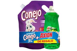 Jabón Líquido para Ropa CONEJO Relax 3 L+ Detergente AXION 640 ml en Tienda Inglesa