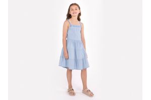 Vestido Corto Tencel de Niña Celeste Talle 8 en Tienda Inglesa