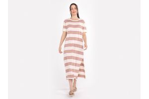 Vestido Tejido Rayado de Mujer Tostado Talle M en Tienda Inglesa
