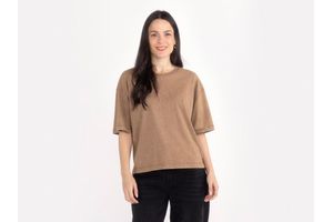 Remera Corta Con Lavado de Mujer Marrón Talle M en Tienda Inglesa