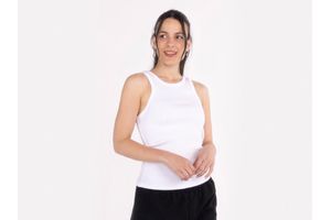 Musculosa Básica Rib de Mujer Blanco Talle L en Tienda Inglesa