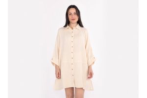Camisa de Manga Corta Gauze de Mujer Blanco Talle L en Tienda Inglesa